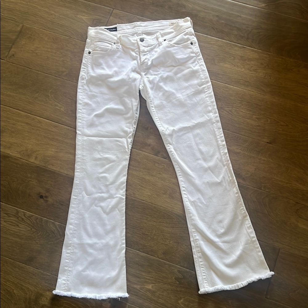 Citizens Of Humanity White Flare Wide Leg Jeans- Low Waist 27